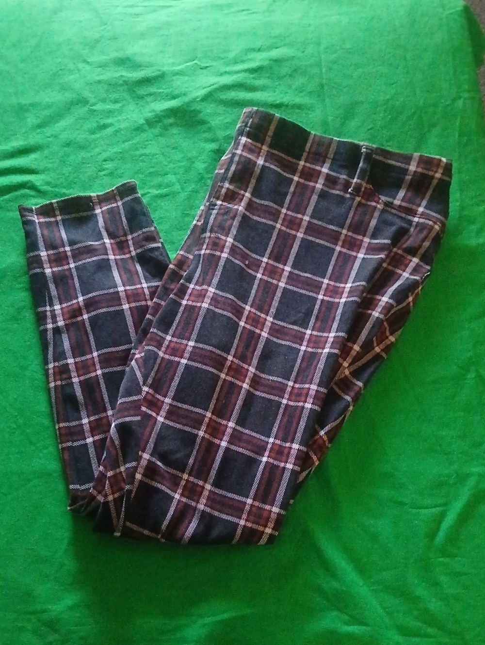 Faded Glory Black & Brown Plaid Chinos